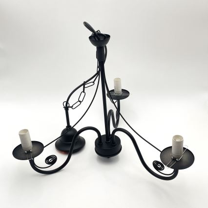 Brilagi - Hanglamp aan een ketting COTTAGE 3xE14/40W/230V zwart/bruin
