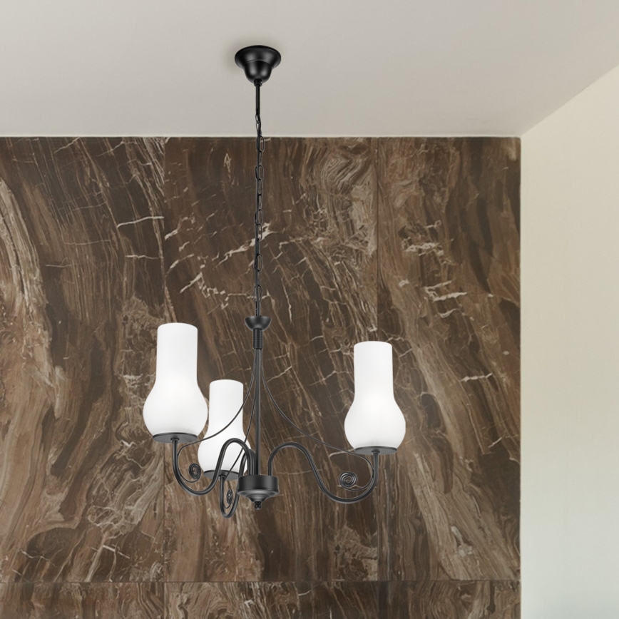 Brilagi - Hanglamp aan een ketting COTTAGE 3xE14/40W/230V zwart/wit