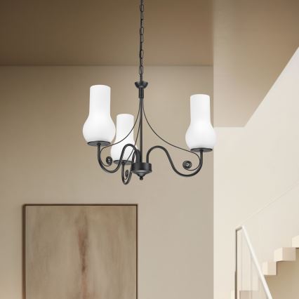 Brilagi - Hanglamp aan een ketting COTTAGE 3xE14/40W/230V zwart/wit