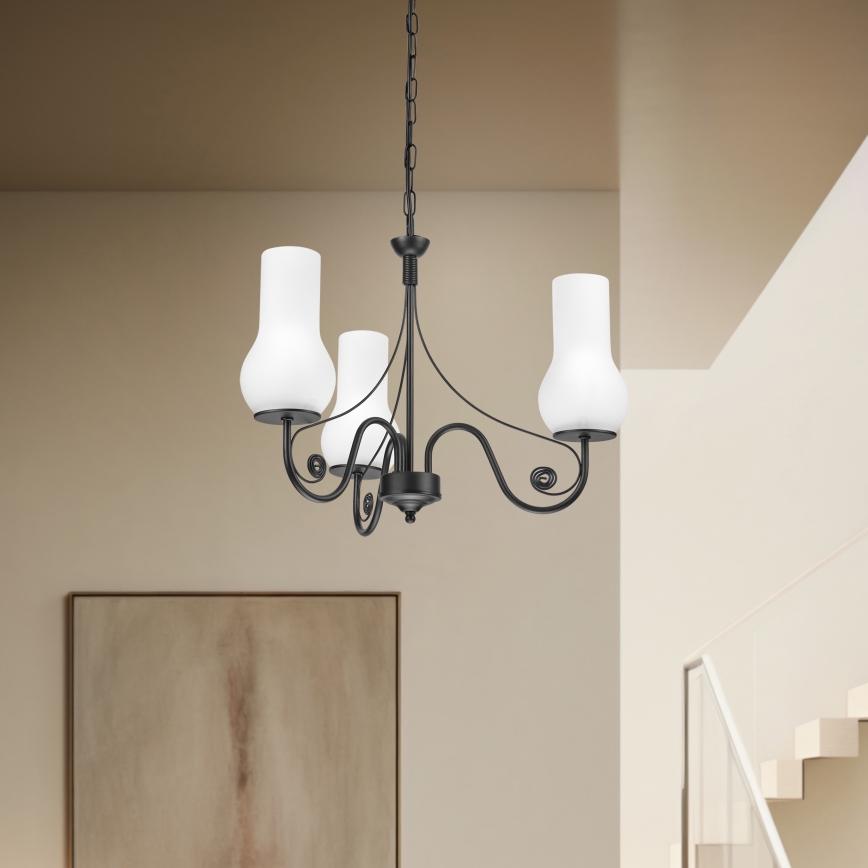 Brilagi - Hanglamp aan een ketting COTTAGE 3xE14/40W/230V zwart/wit