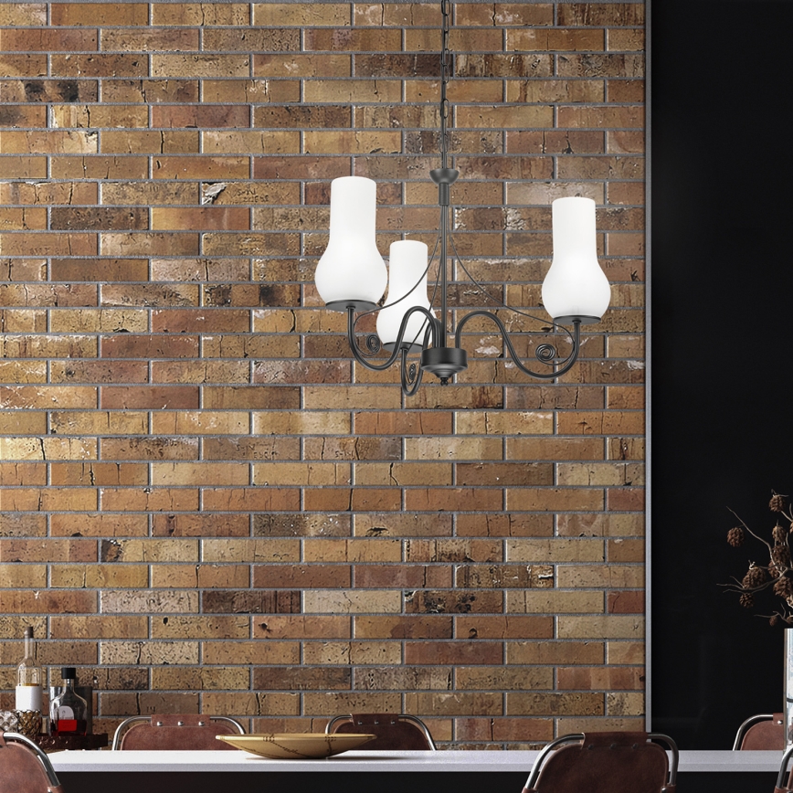 Brilagi - Hanglamp aan een ketting COTTAGE 3xE14/40W/230V zwart/wit