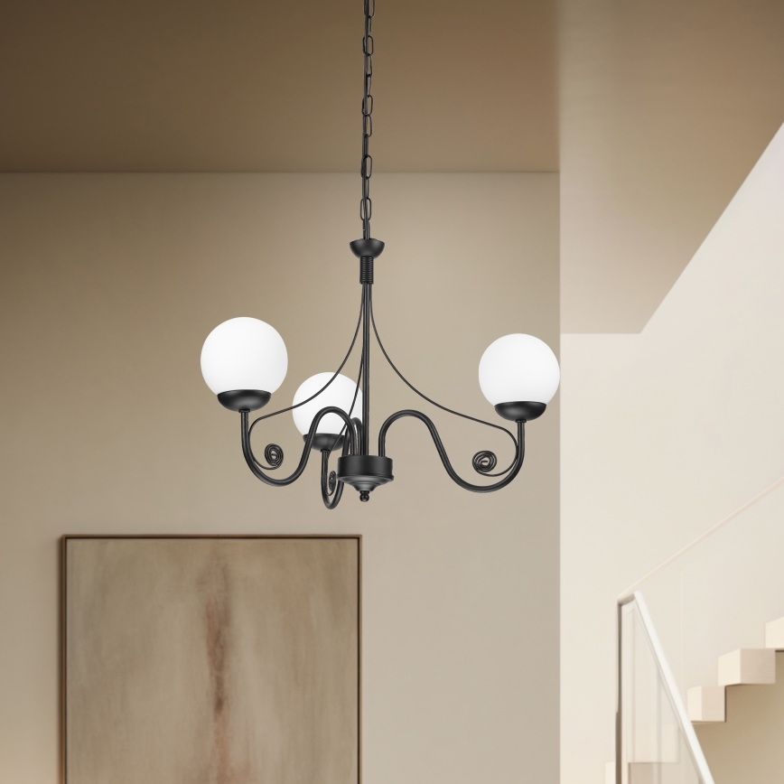 Brilagi - Hanglamp aan een ketting COTTAGE 3xG9/40W/230V zwart/wit