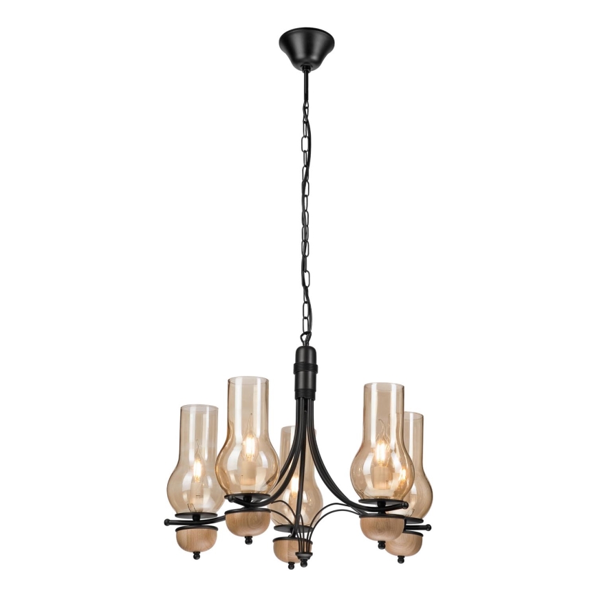 Brilagi - Hanglamp aan een ketting COTTAGE 5xE14/40W/230V beuken/bruin
