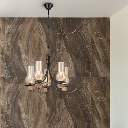 Brilagi - Hanglamp aan een ketting COTTAGE 5xE14/40W/230V beuken/bruin