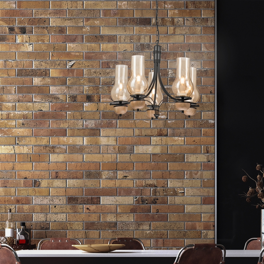 Brilagi - Hanglamp aan een ketting COTTAGE 5xE14/40W/230V beuken/bruin