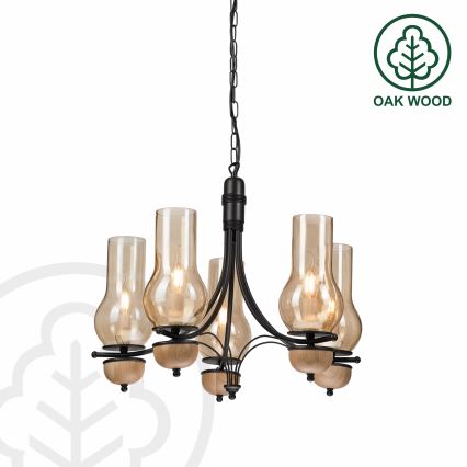 Brilagi - Hanglamp aan een ketting COTTAGE 5xE14/40W/230V beuken/bruin
