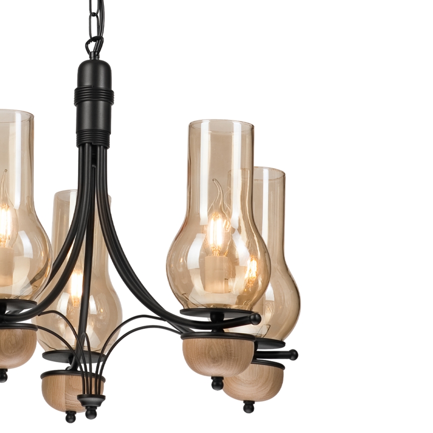 Brilagi - Hanglamp aan een ketting COTTAGE 5xE14/40W/230V beuken/bruin