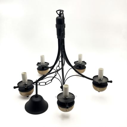 Brilagi - Hanglamp aan een ketting COTTAGE 5xE14/40W/230V beuken/bruin