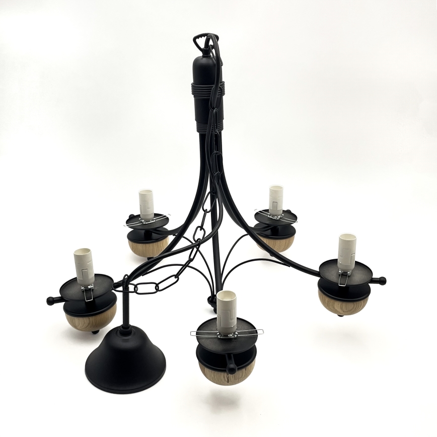 Brilagi - Hanglamp aan een ketting COTTAGE 5xE14/40W/230V beuken/bruin