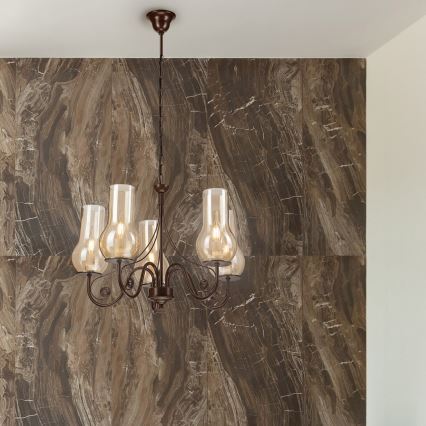 Brilagi - Hanglamp aan een ketting COTTAGE 5xE14/40W/230V bruin