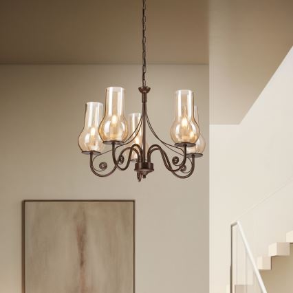 Brilagi - Hanglamp aan een ketting COTTAGE 5xE14/40W/230V bruin