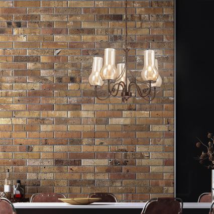 Brilagi - Hanglamp aan een ketting COTTAGE 5xE14/40W/230V bruin