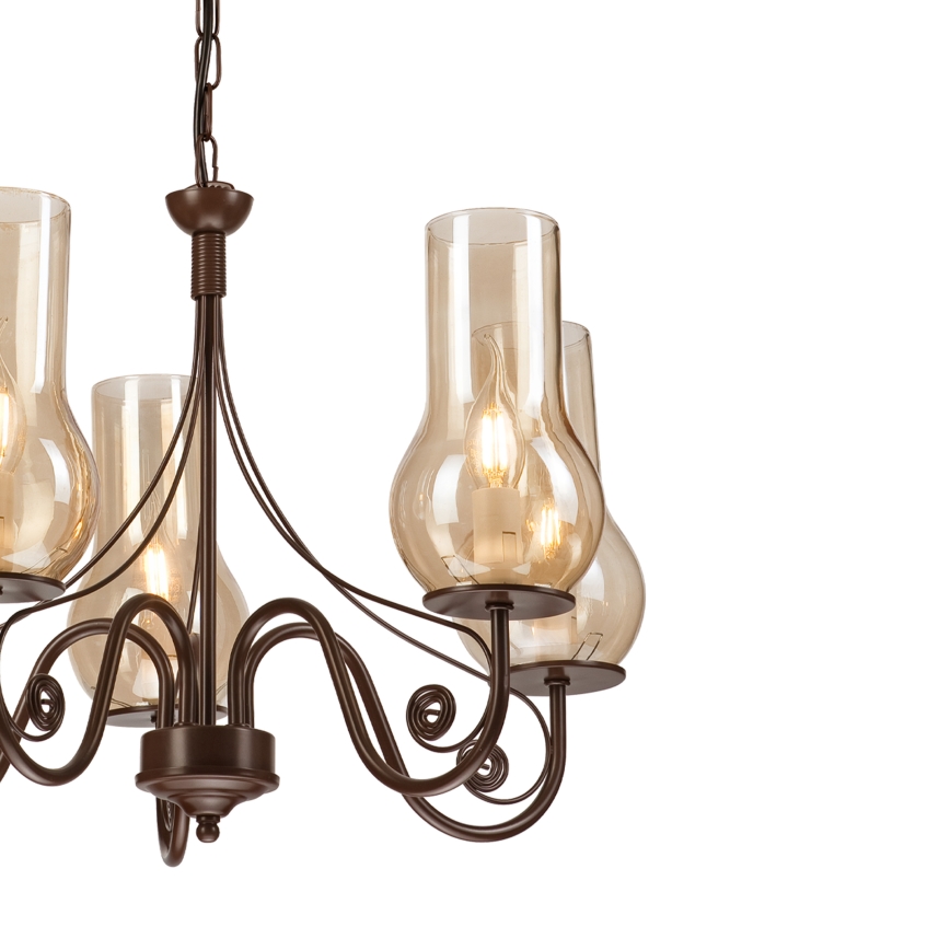 Brilagi - Hanglamp aan een ketting COTTAGE 5xE14/40W/230V bruin