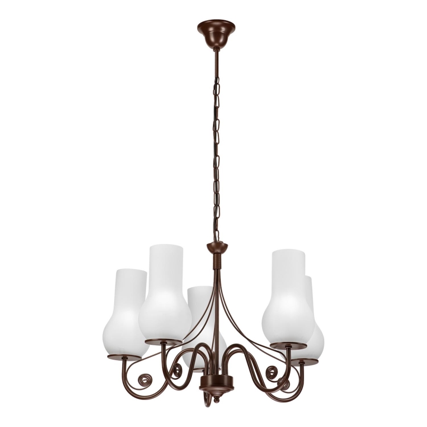 Brilagi - Hanglamp aan een ketting COTTAGE 5xE14/40W/230V bruin/wit