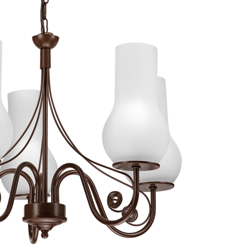 Brilagi - Hanglamp aan een ketting COTTAGE 5xE14/40W/230V bruin/wit