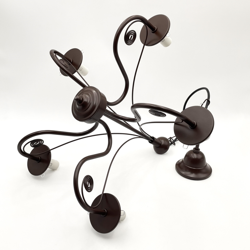 Brilagi - Hanglamp aan een ketting COTTAGE 5xE14/40W/230V bruin/wit