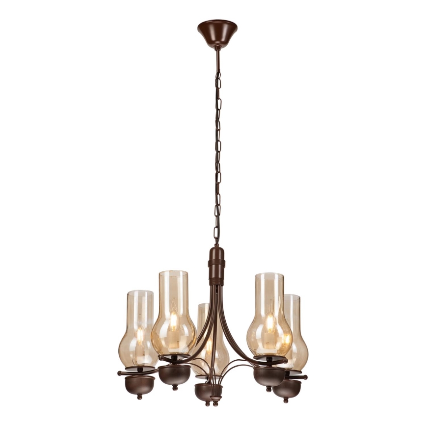 Brilagi - Hanglamp aan een ketting COTTAGE 5xE14/40W/230V eiken/bruin