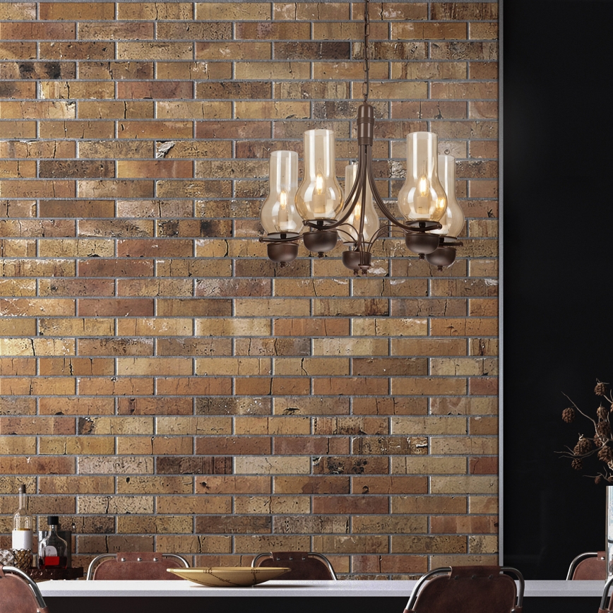 Brilagi - Hanglamp aan een ketting COTTAGE 5xE14/40W/230V eiken/bruin