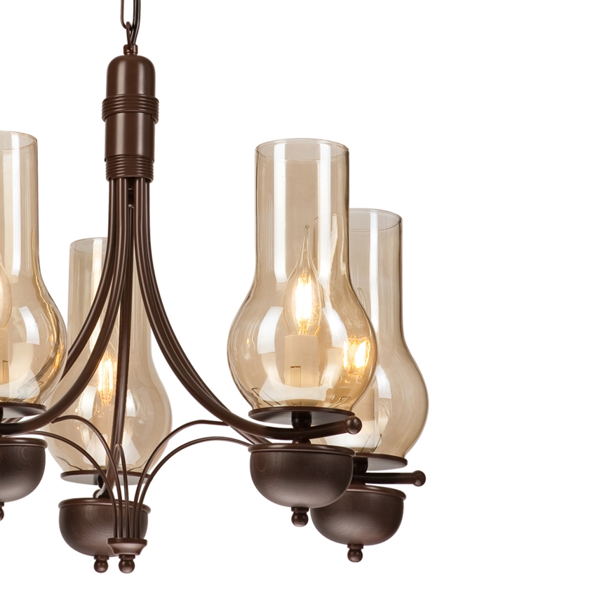 Brilagi - Hanglamp aan een ketting COTTAGE 5xE14/40W/230V eiken/bruin