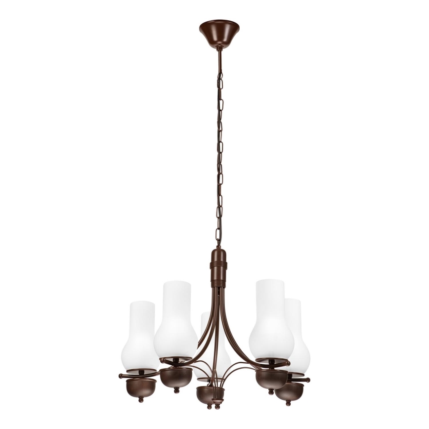 Brilagi - Hanglamp aan een ketting COTTAGE 5xE14/40W/230V eiken/wit
