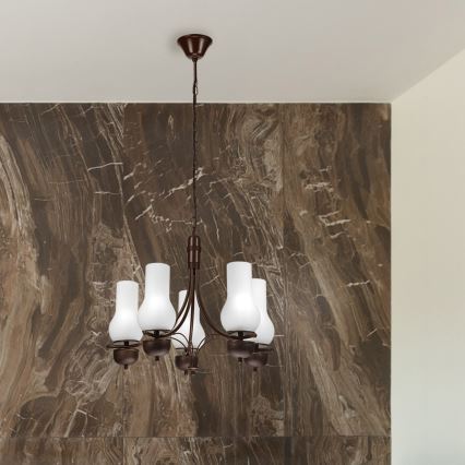 Brilagi - Hanglamp aan een ketting COTTAGE 5xE14/40W/230V eiken/wit