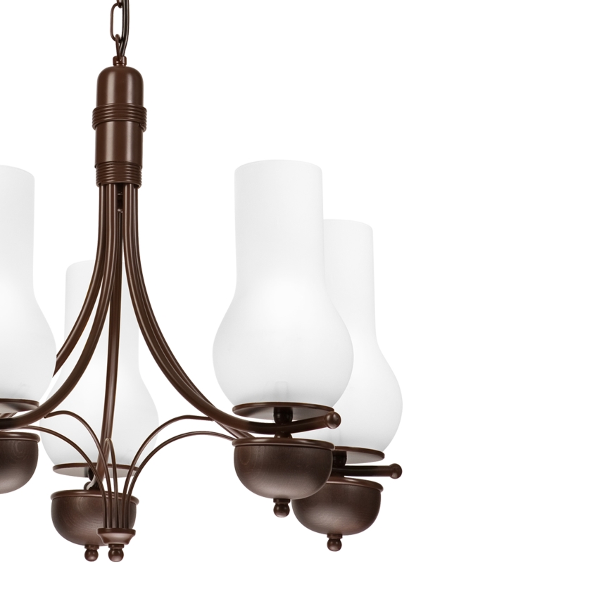 Brilagi - Hanglamp aan een ketting COTTAGE 5xE14/40W/230V eiken/wit