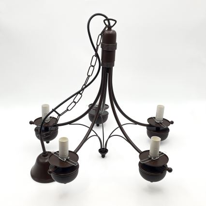 Brilagi - Hanglamp aan een ketting COTTAGE 5xE14/40W/230V eiken/wit