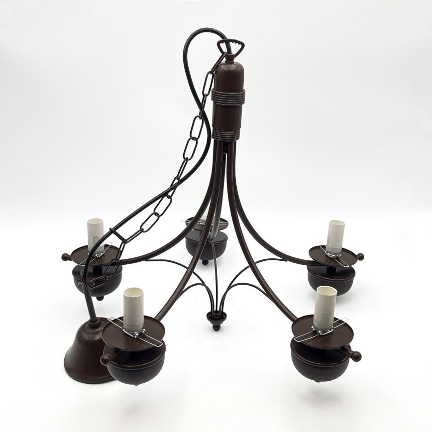 Brilagi - Hanglamp aan een ketting COTTAGE 5xE14/40W/230V eiken/wit