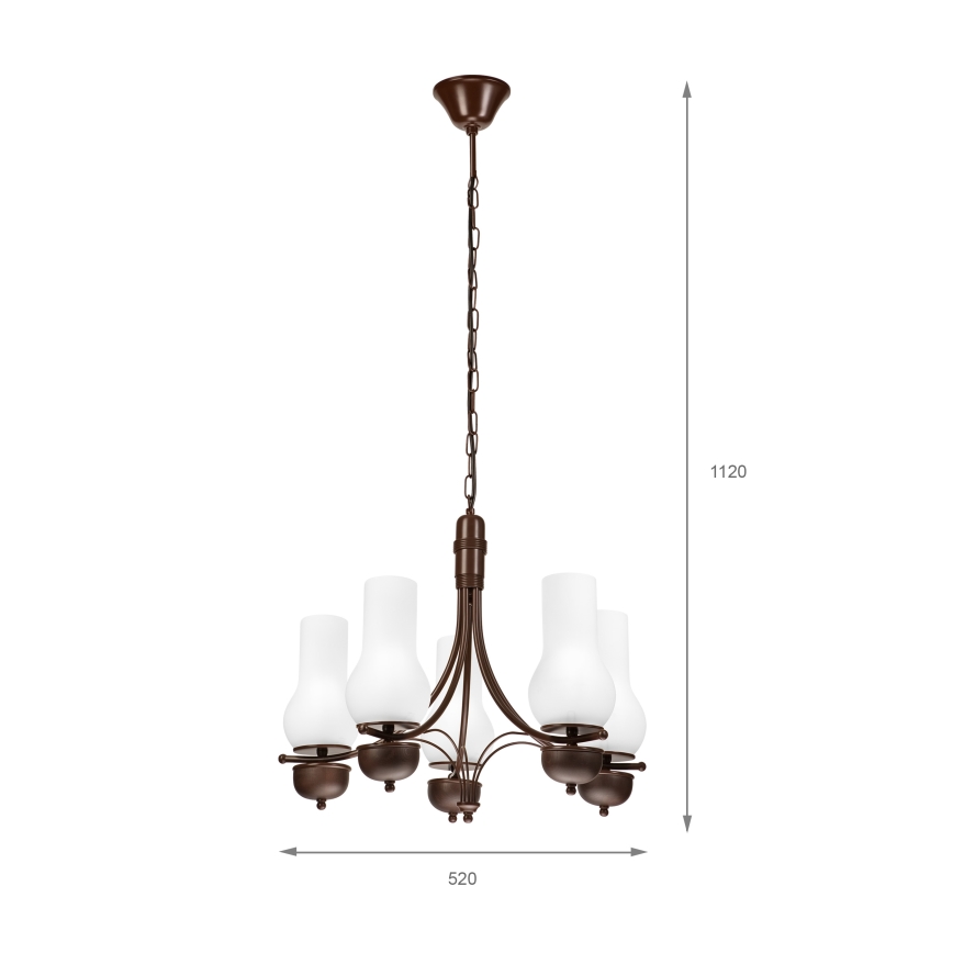 Brilagi - Hanglamp aan een ketting COTTAGE 5xE14/40W/230V eiken/wit