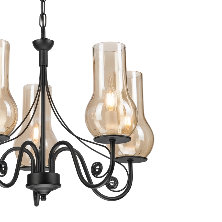 Brilagi - Hanglamp aan een ketting COTTAGE 5xE14/40W/230V zwart/bruin