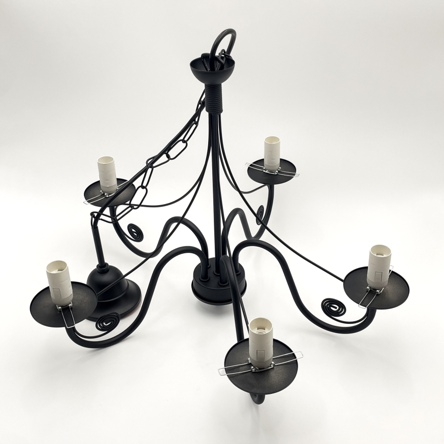 Brilagi - Hanglamp aan een ketting COTTAGE 5xE14/40W/230V zwart/bruin