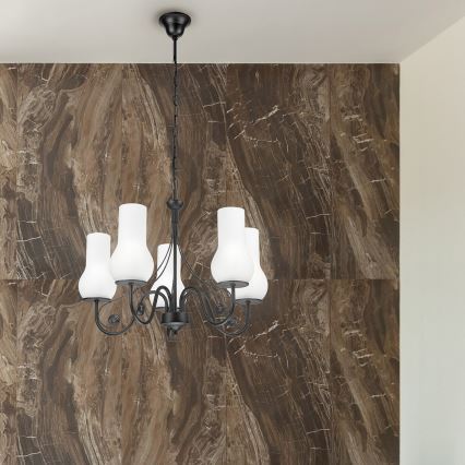 Brilagi - Hanglamp aan een ketting COTTAGE 5xE14/40W/230V zwart/wit