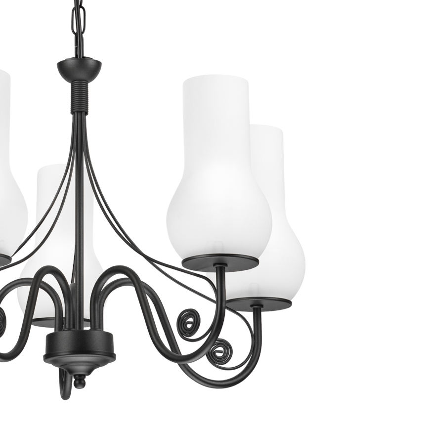 Brilagi - Hanglamp aan een ketting COTTAGE 5xE14/40W/230V zwart/wit