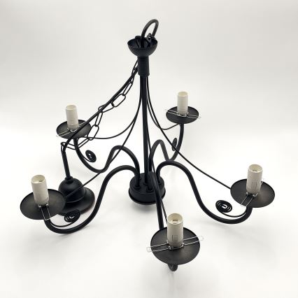 Brilagi - Hanglamp aan een ketting COTTAGE 5xE14/40W/230V zwart/wit