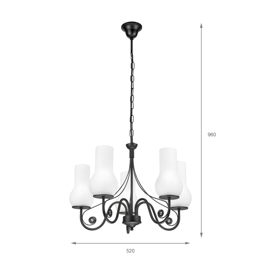 Brilagi - Hanglamp aan een ketting COTTAGE 5xE14/40W/230V zwart/wit