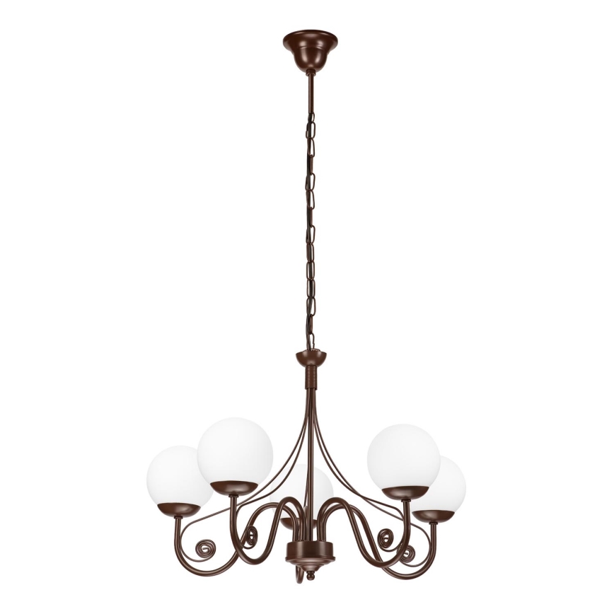 Brilagi - Hanglamp aan een ketting COTTAGE 5xG9/40W/230V bruin/wit