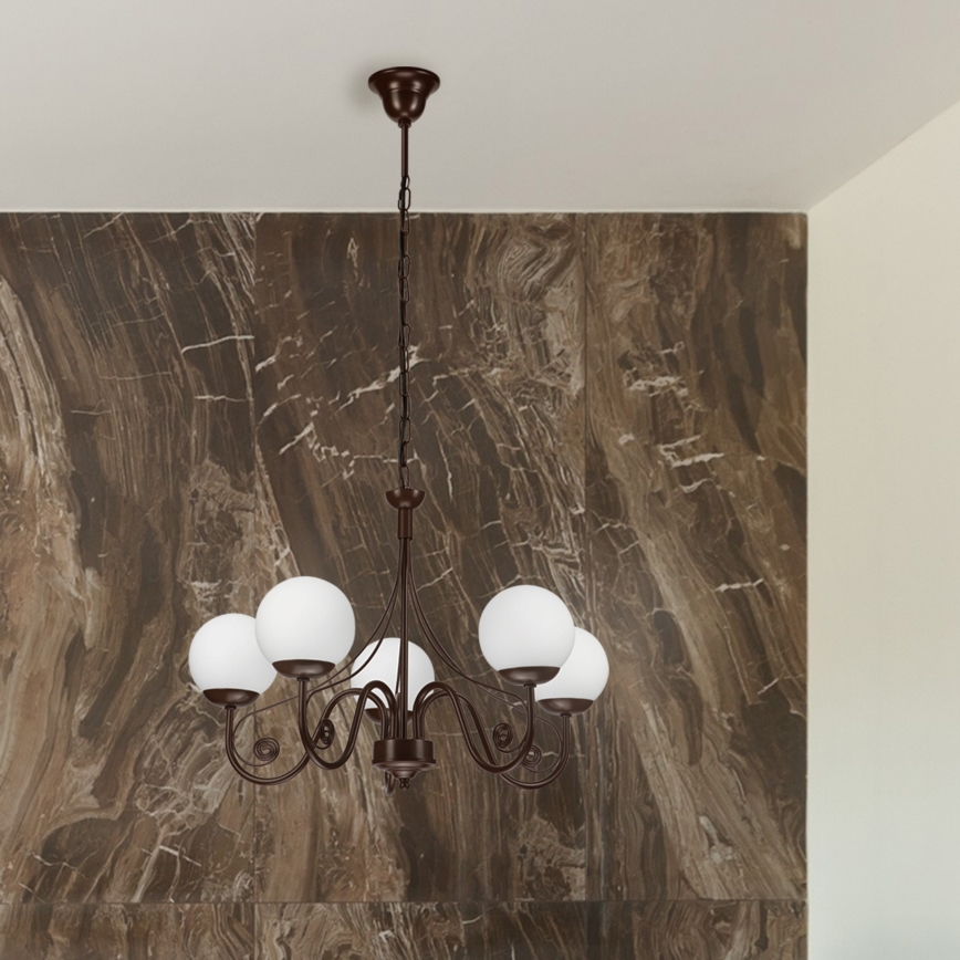 Brilagi - Hanglamp aan een ketting COTTAGE 5xG9/40W/230V bruin/wit