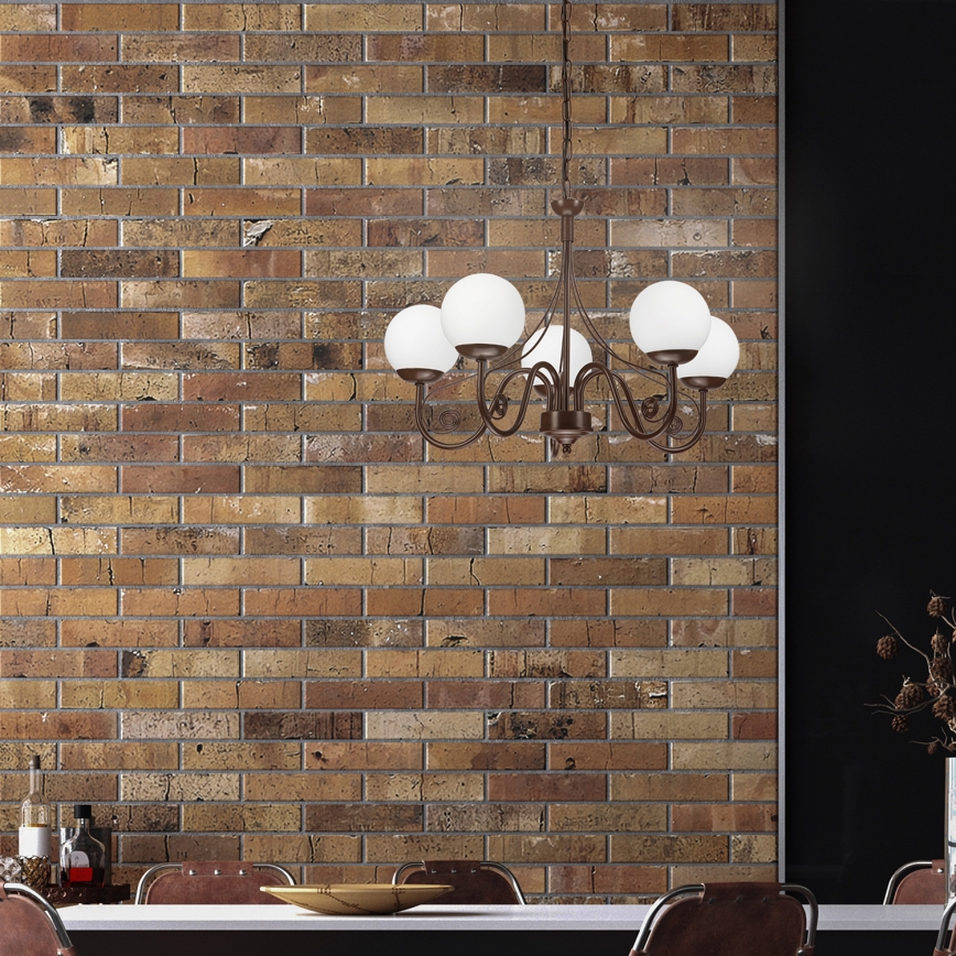 Brilagi - Hanglamp aan een ketting COTTAGE 5xG9/40W/230V bruin/wit
