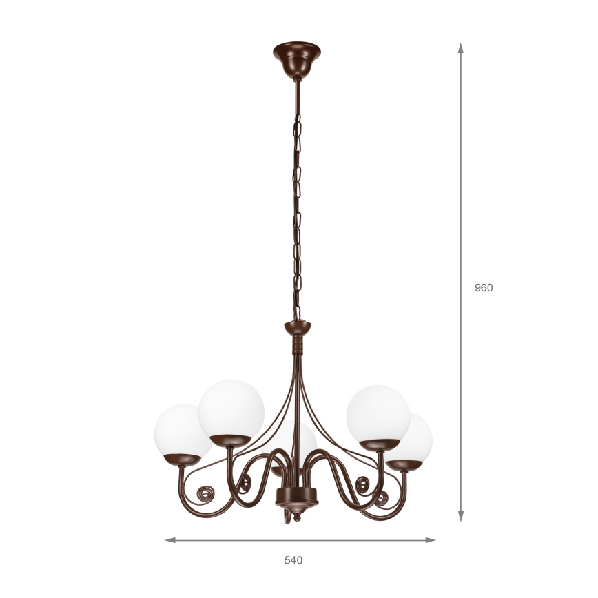 Brilagi - Hanglamp aan een ketting COTTAGE 5xG9/40W/230V bruin/wit