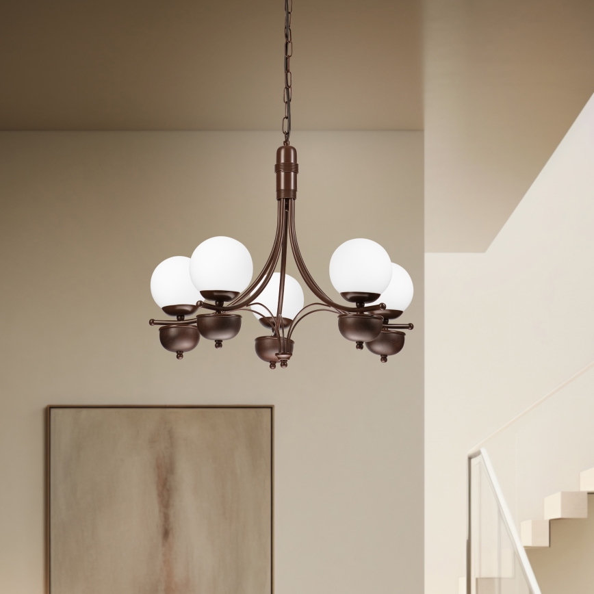Brilagi - Hanglamp aan een ketting COTTAGE 5xG9/40W/230V eiken/wit