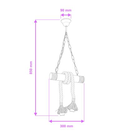 Brilagi - Hanglamp aan een ketting KOS 2xE27/60W/230V beuken