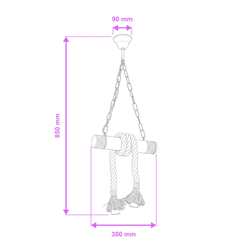 Brilagi - Hanglamp aan een ketting KOS 2xE27/60W/230V beuken