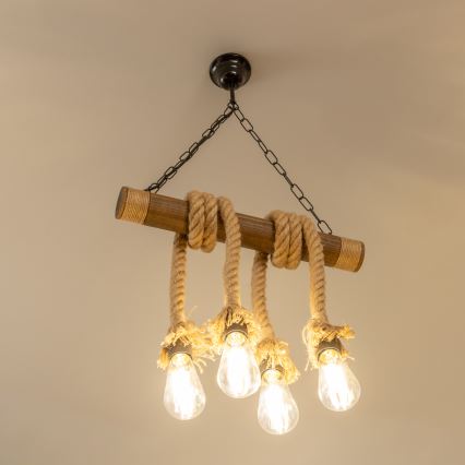 Brilagi - Hanglamp aan een ketting KOS 4xE27/60W/230V beuken