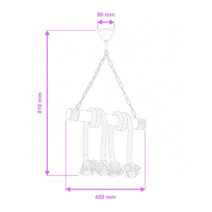 Brilagi - Hanglamp aan een ketting KOS 4xE27/60W/230V beuken