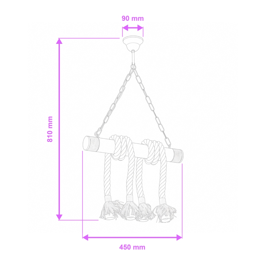 Brilagi - Hanglamp aan een ketting KOS 4xE27/60W/230V beuken