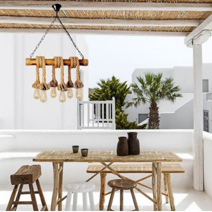 Brilagi - Hanglamp aan een ketting KOS 6xE27/60W/230V beuken