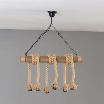 Brilagi - Hanglamp aan een ketting KOS 6xE27/60W/230V beuken