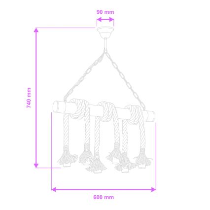 Brilagi - Hanglamp aan een ketting KOS 6xE27/60W/230V beuken