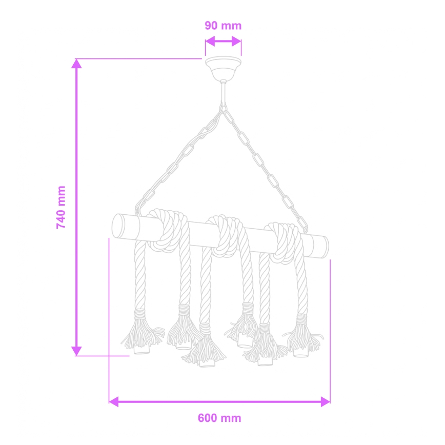 Brilagi - Hanglamp aan een ketting KOS 6xE27/60W/230V beuken