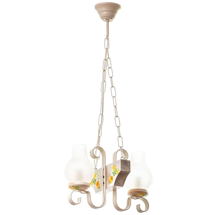 Brilagi - Hanglamp aan een ketting QUEEN 2xE14/40W/230V beuken/crème